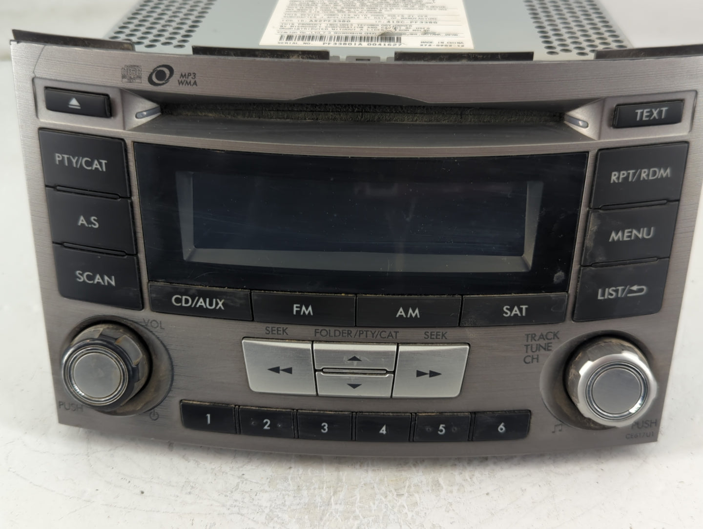 2010-2012 Subaru Legacy Radio AM FM Cd Player Receiver Replacement P/N:86201AJ61A Fits Fits 2010 2011 2012 OEM Used Auto Par