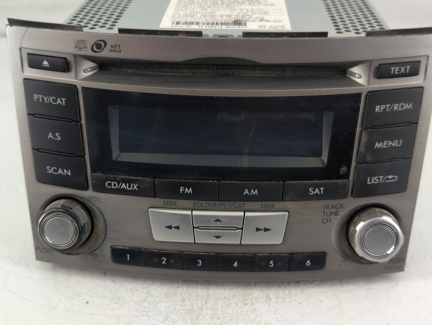 2010-2012 Subaru Legacy Radio AM FM Cd Player Receiver Replacement P/N:86201AJ61A Fits Fits 2010 2011 2012 OEM Used Auto Par