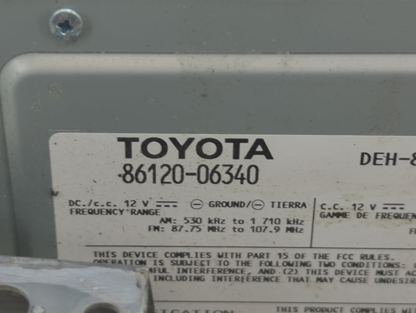 2012-2013 Toyota Camry Radio AM FM Cd Player Receiver Replacement P/N:86120-0634G P10069 Fits Fits 2012 2013 OEM Used Auto P