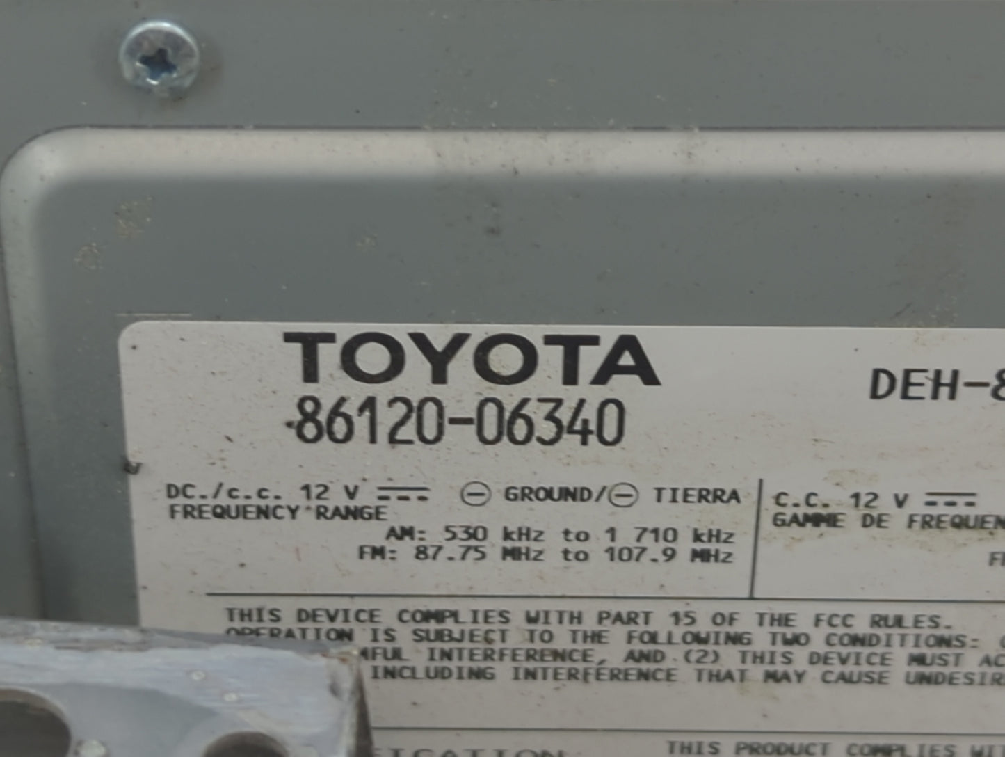 2012-2013 Toyota Camry Radio AM FM Cd Player Receiver Replacement P/N:86120-0634G P10069 Fits Fits 2012 2013 OEM Used Auto P