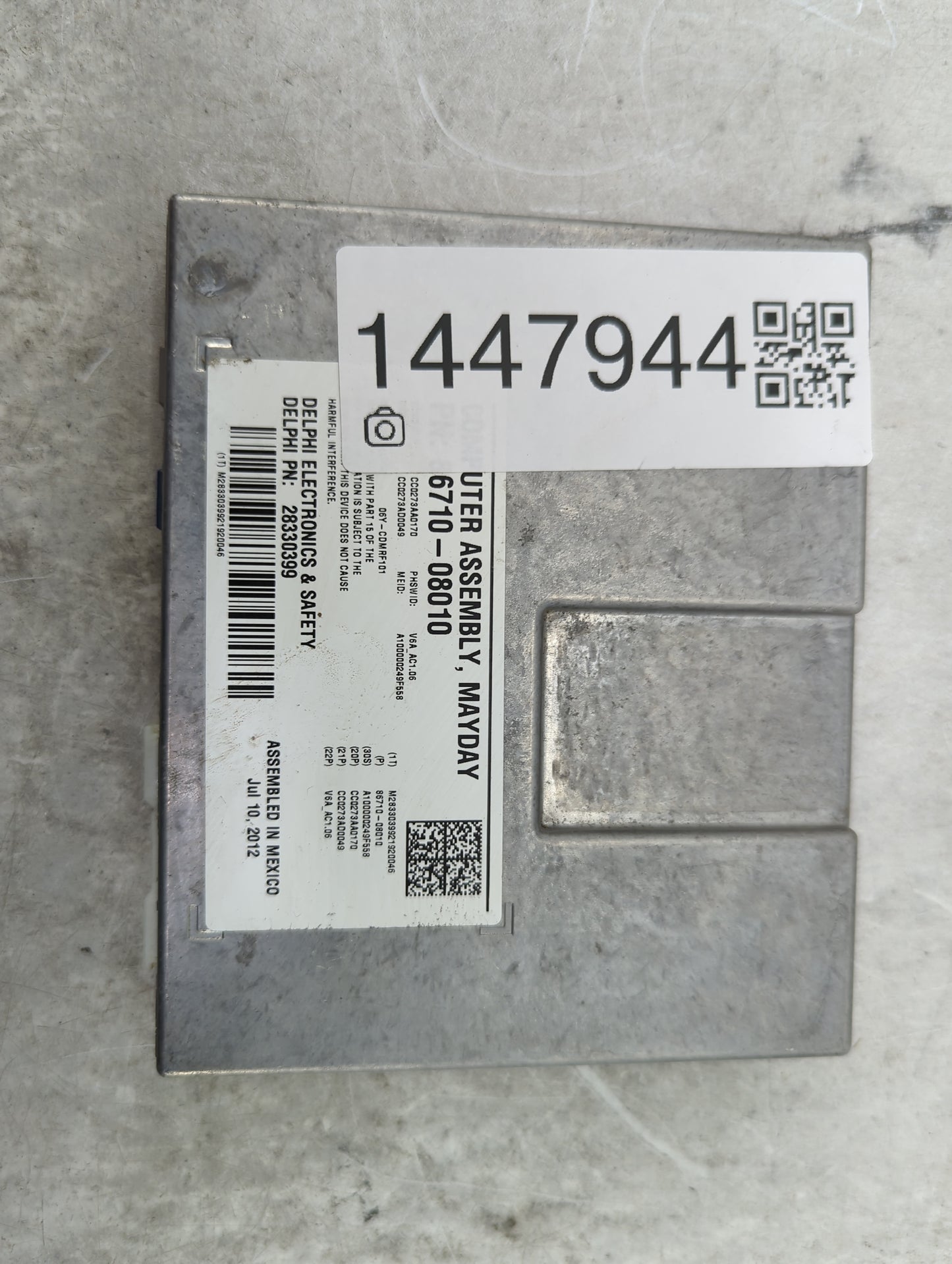 2012-2012 Toyota Camry Safety Restraint Srs Airbag Control Module - Oemusedautoparts1.com