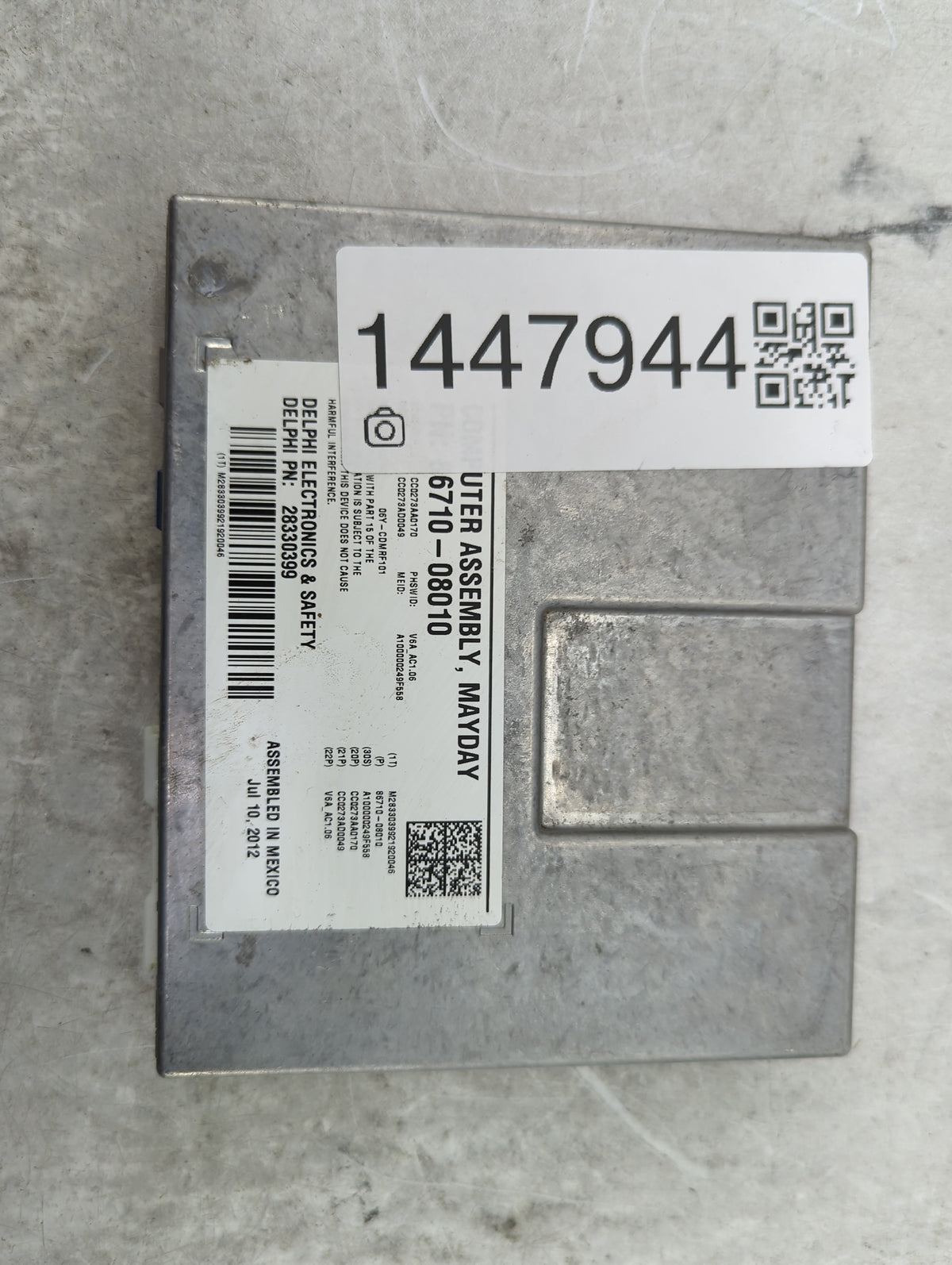 2012-2012 Toyota Camry Safety Restraint Srs Airbag Control Module 1447944 - Oemusedautoparts1.com