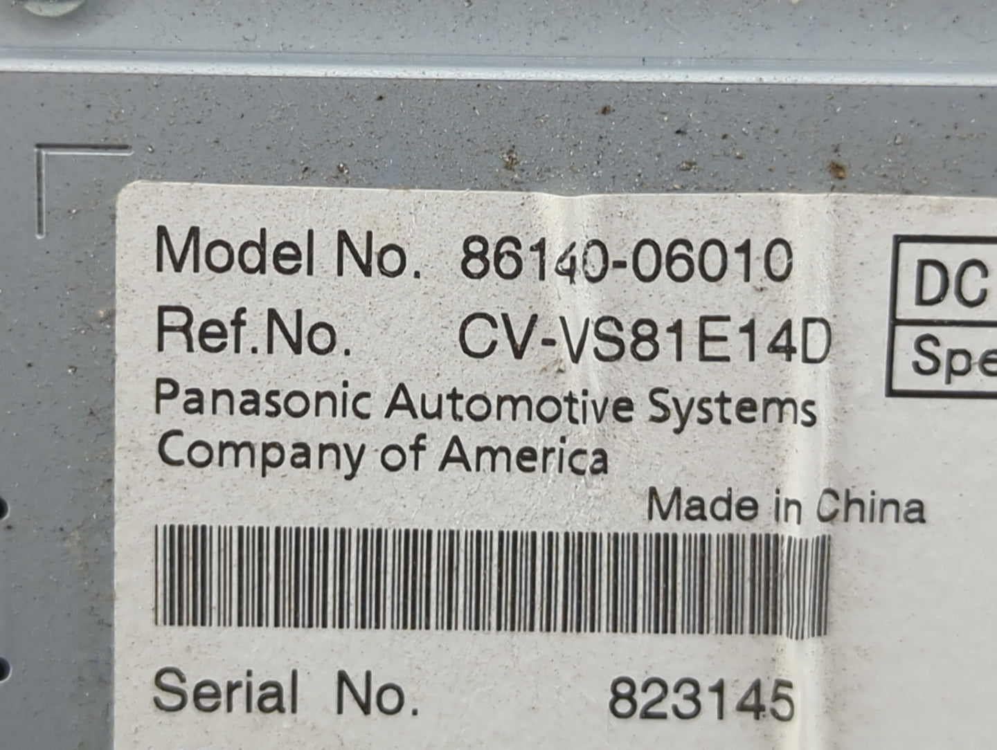 2012 Toyota Camry Radio AM FM Cd Player Receiver Replacement P/N:86140-06010 CV-VS81E14D Fits OEM Used Auto Parts - Oemuseda