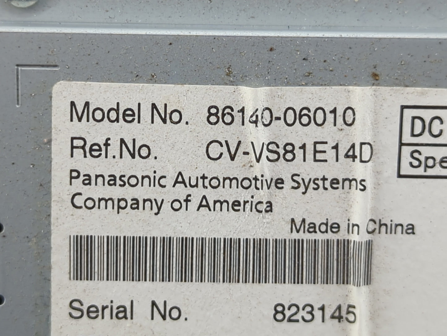 2012 Toyota Camry Radio AM FM Cd Player Receiver Replacement P/N:86140-06010 CV-VS81E14D Fits OEM Used Auto Parts - Oemuseda