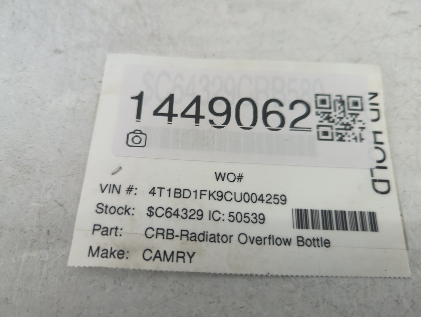2012-2017 Toyota Camry Radiator Coolant Overflow Expansion Tank Bottle - Oemusedautoparts1.com
