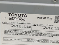 2012-2013 Toyota Camry Radio AM FM Cd Player Receiver Replacement P/N:86120-06340 DEH-8118 Fits Fits 2012 2013 OEM Used Auto