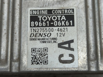 2012-2014 Toyota Camry PCM Engine Control Computer ECU ECM PCU OEM P/N:89661-06K61 Fits Fits 2012 2013 2014 OEM Used Auto Parts