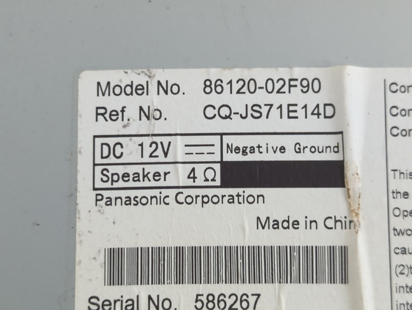 2012-2013 Toyota Corolla Radio AM FM Cd Player Receiver Replacement Fits Fits 2012 2013 OEM Used Auto Parts - Oemusedautopar