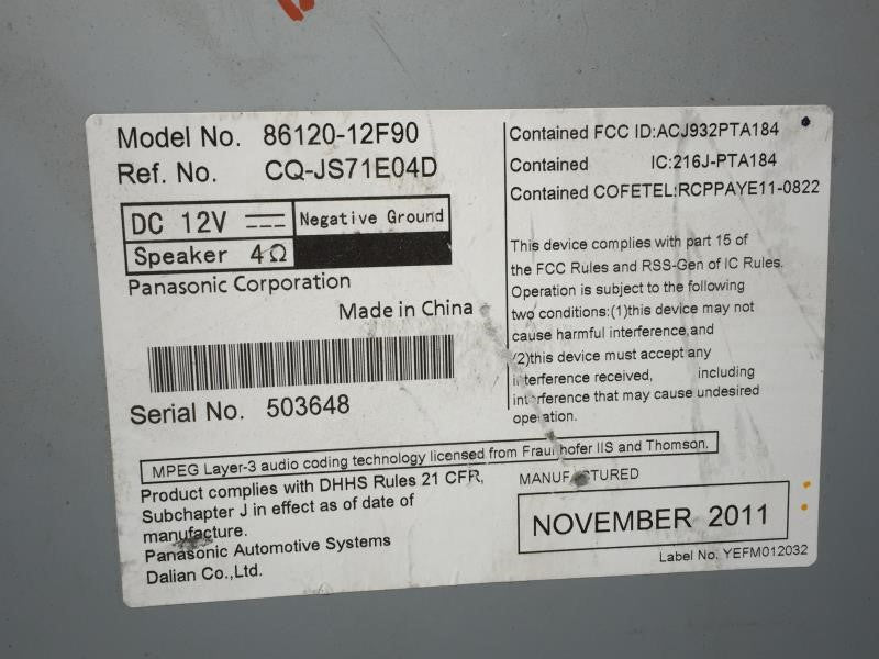 2012-2013 Toyota Corolla Radio Control Panel - Oemusedautoparts1.com