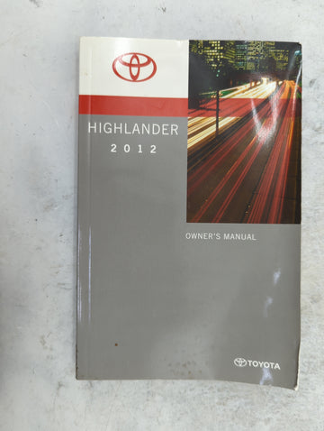 2012 Toyota Highlander Owners Manual Book Guide P/N:OM48A09U 01999-48A09 OEM Used Auto Parts