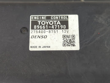 2012-2013 Toyota Prius PCM Engine Control Computer ECU ECM PCU OEM P/N:275400-8751 89661-47190 Fits Fits 2012 2013 OEM Used Auto Parts
