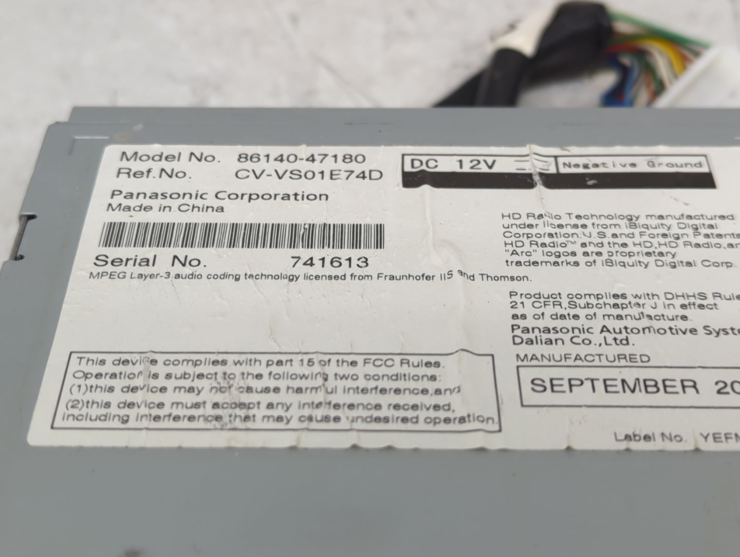 2012-2015 Toyota Prius Radio AM FM Cd Player Receiver Replacement P/N:86140-47180 Fits Fits 2012 2013 2014 2015 OEM Used Aut