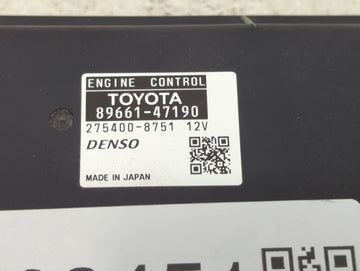 2012-2013 Toyota Prius PCM Engine Control Computer ECU ECM PCU OEM P/N:89661-47190 275400-8751 Fits Fits 2012 2013 OEM Used Auto Parts