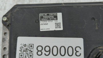 2012-2013 Toyota Prius PCM Engine Control Computer ECU ECM PCU OEM P/N:89661-47190 Fits Fits 2012 2013 OEM Used Auto Parts
