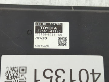 2012-2013 Toyota Prius PCM Engine Control Computer ECU ECM PCU OEM P/N:89661-47191 89661-47190 Fits Fits 2012 2013 OEM Used Auto Parts
