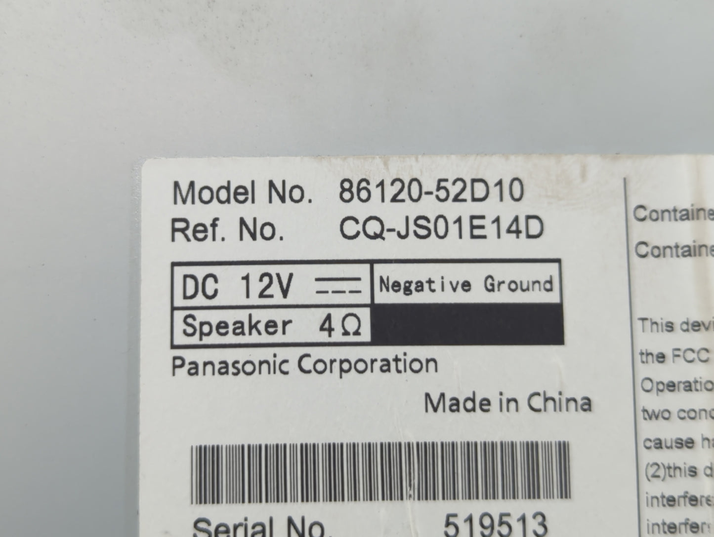Toyota Prius Am Fm Cd Player Radio Receiver - Oemusedautoparts1.com