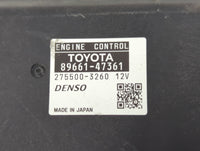 2012-2013 Toyota Prius PCM Engine Control Computer ECU ECM PCU OEM P/N:275500-3260 89661-47361 Fits Fits 2012 2013 OEM Used 
