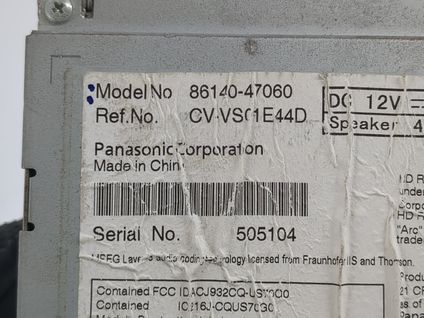 2012-2015 Toyota Prius Radio AM FM Cd Player Receiver Replacement P/N:86140-47060 Fits Fits 2012 2013 2014 2015 OEM Used Aut