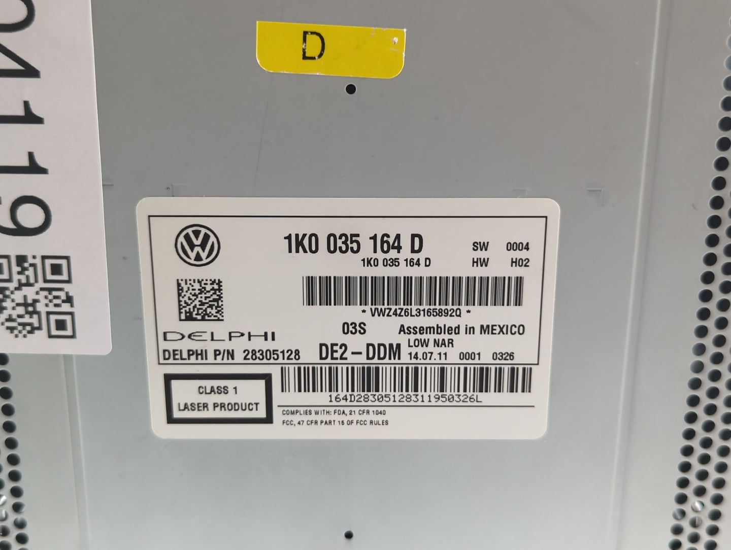 2012-2016 Volkswagen Beetle Radio AM FM Cd Player Receiver Replacement P/N:1K0 035 164 D 1K0 035 164 F Fits OEM Used Auto Pa