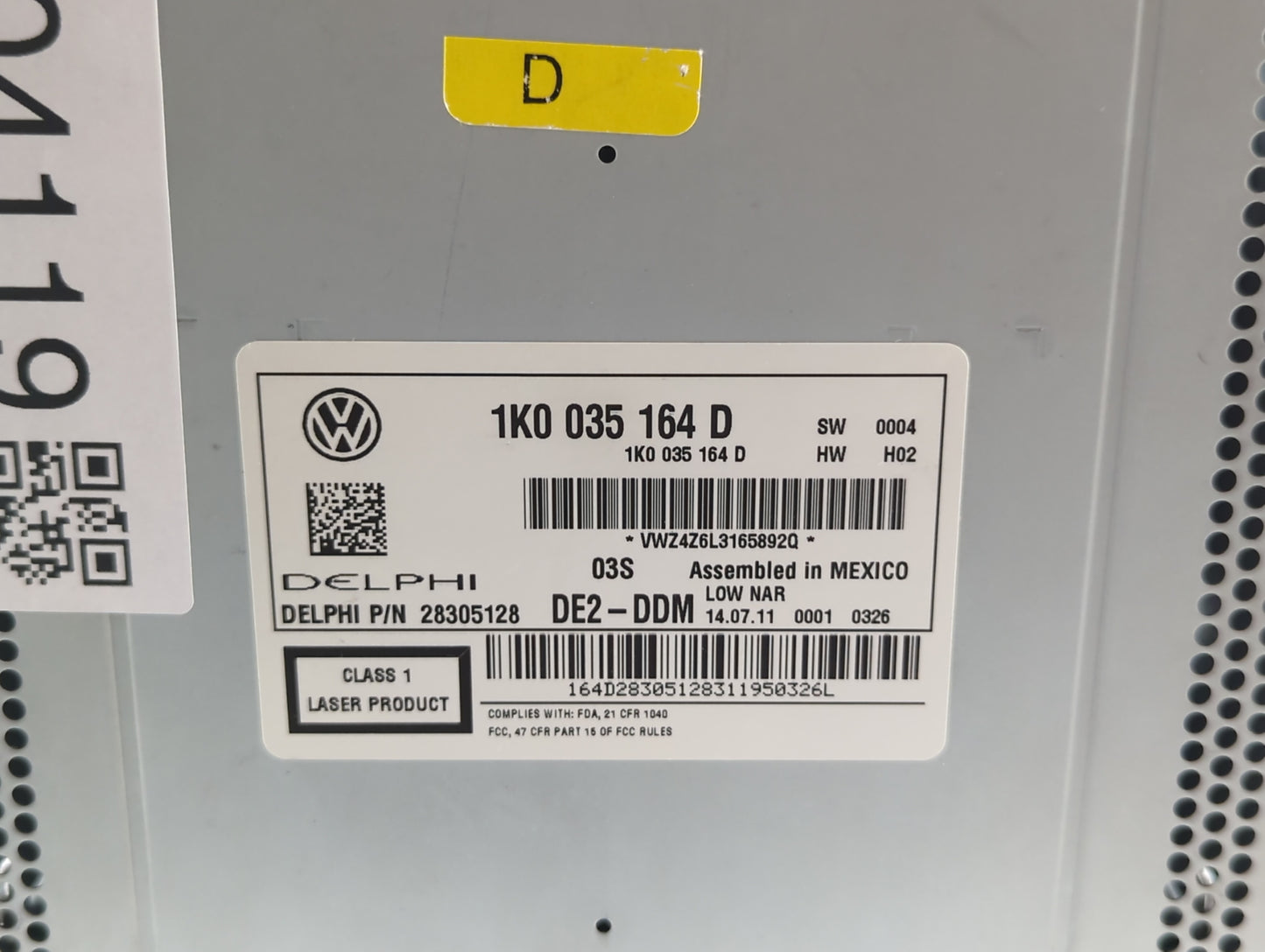 2012-2016 Volkswagen Beetle Radio AM FM Cd Player Receiver Replacement P/N:1K0 035 164 D 1K0 035 164 F Fits OEM Used Auto Pa