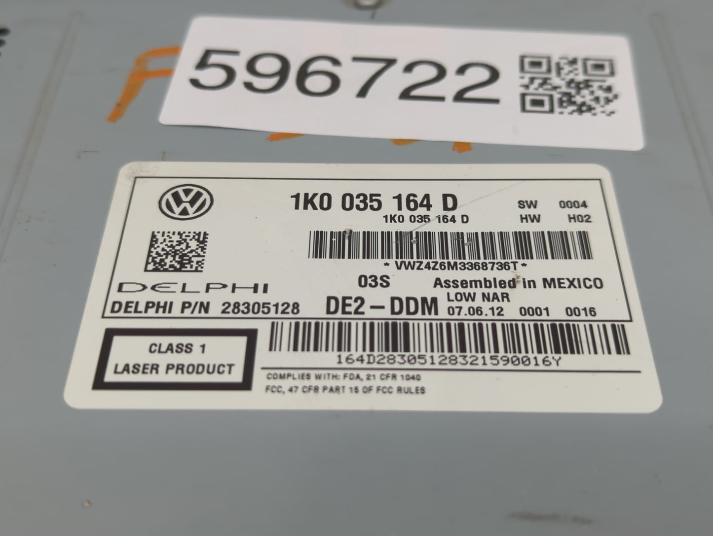 2012-2016 Volkswagen Beetle Am Fm Cd Player Radio Receiver - Oemusedautoparts1.com