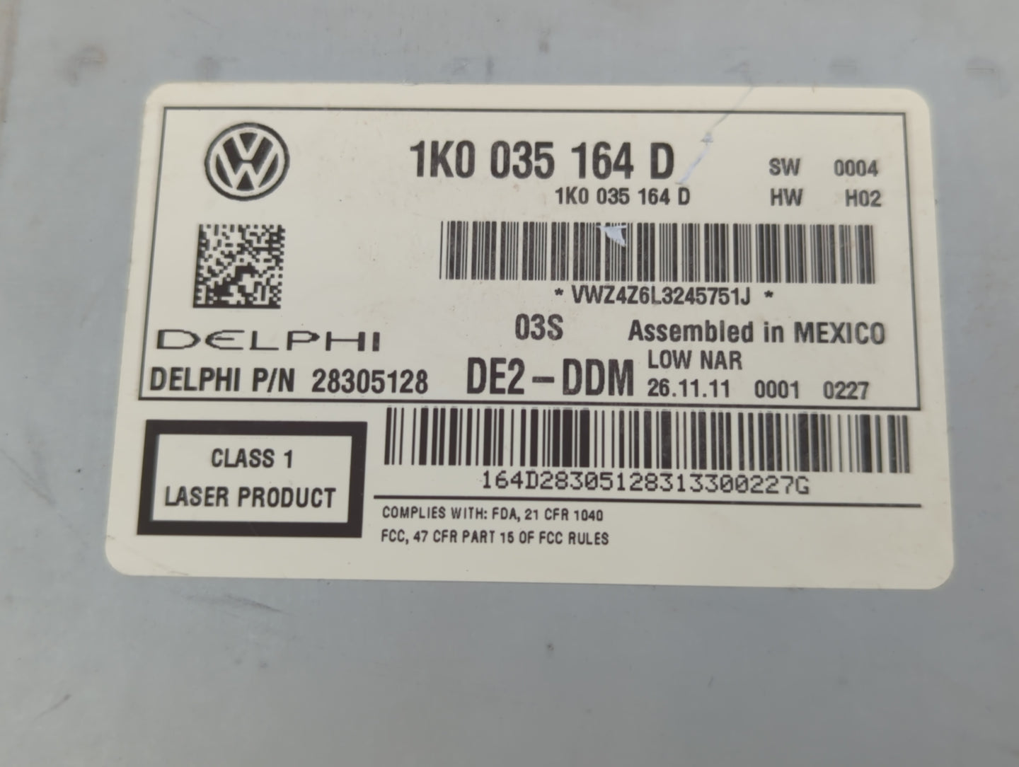 2012-2016 Volkswagen Beetle Radio AM FM Cd Player Receiver Replacement P/N:1K0 035 164 D Fits Fits 2011 2012 2013 2014 2015 