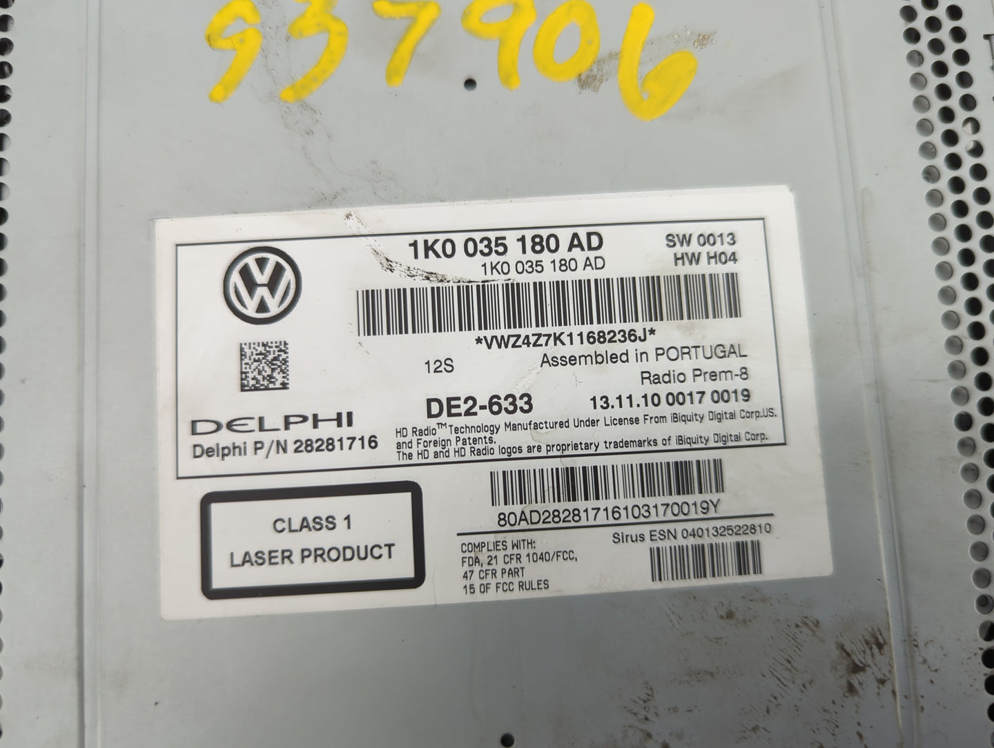 2012-2015 Volkswagen Cc Radio AM FM Cd Player Receiver Replacement P/N:1K0 035 180 AD Fits Fits 2010 2011 2012 2013 2014 201