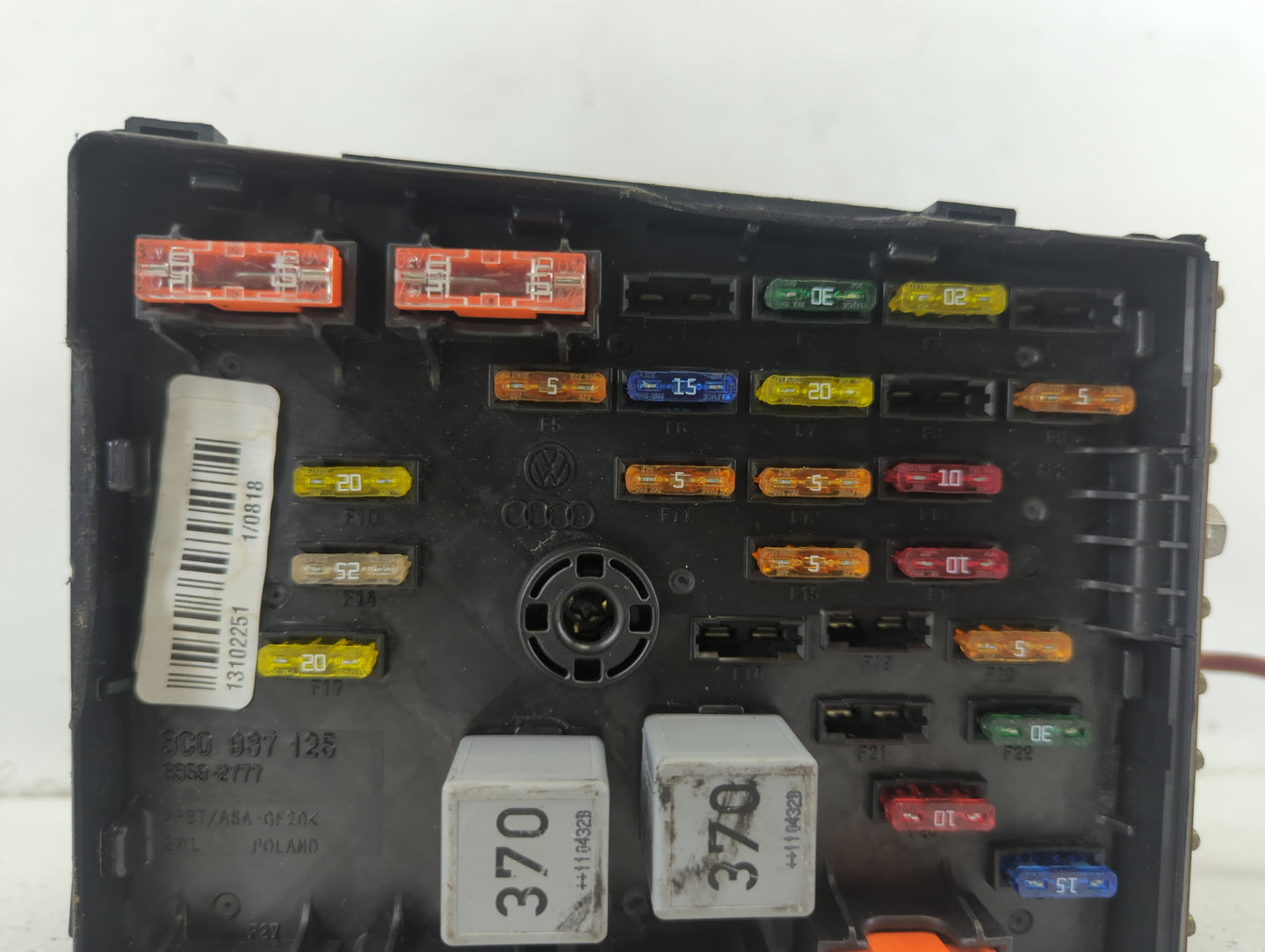 2009-2012 Volkswagen Cc Fusebox Fuse Box Panel Relay Module P/N:6359-2777 3C0 937 125 Fits Fits 2009 2010 2011 2012 OEM Used