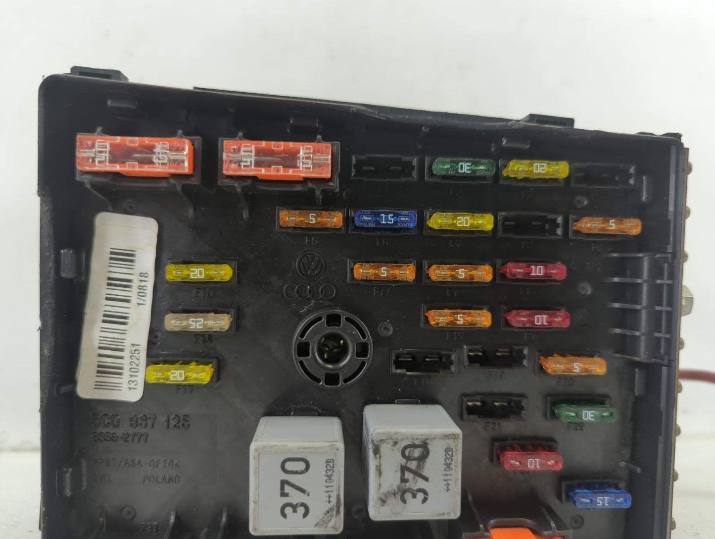 2009-2012 Volkswagen Cc Fusebox Fuse Box Panel Relay Module P/N:6359-2777 3C0 937 125 Fits Fits 2009 2010 2011 2012 OEM Used
