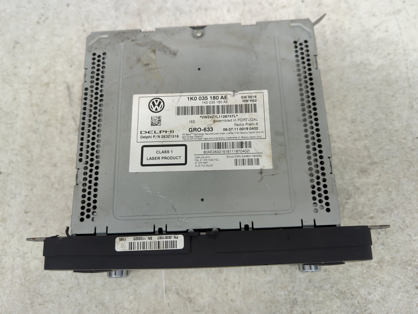 2012-2013 Volkswagen Eos Radio AM FM Cd Player Receiver Replacement P/N:1K0 035 180 AE Fits Fits 2012 2013 2014 2015 2016 20