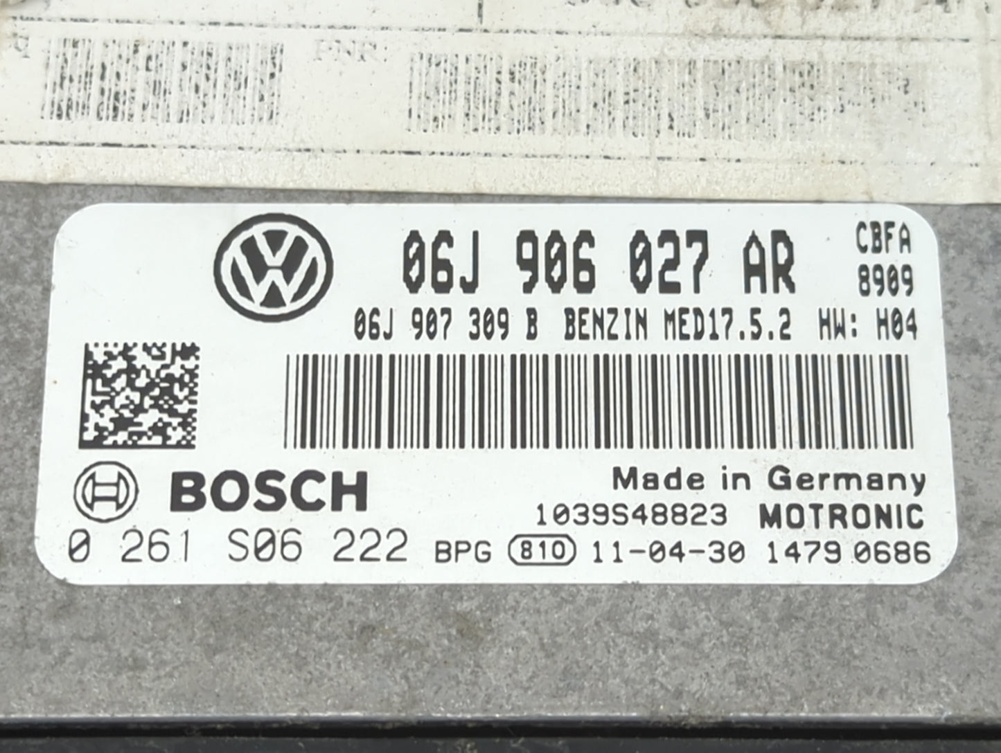 2012 Volkswagen Eos PCM Engine Control Computer ECU ECM PCU OEM P/N:06J906027AR 0261S06222, 06J907309B Fits OEM Used Auto Pa