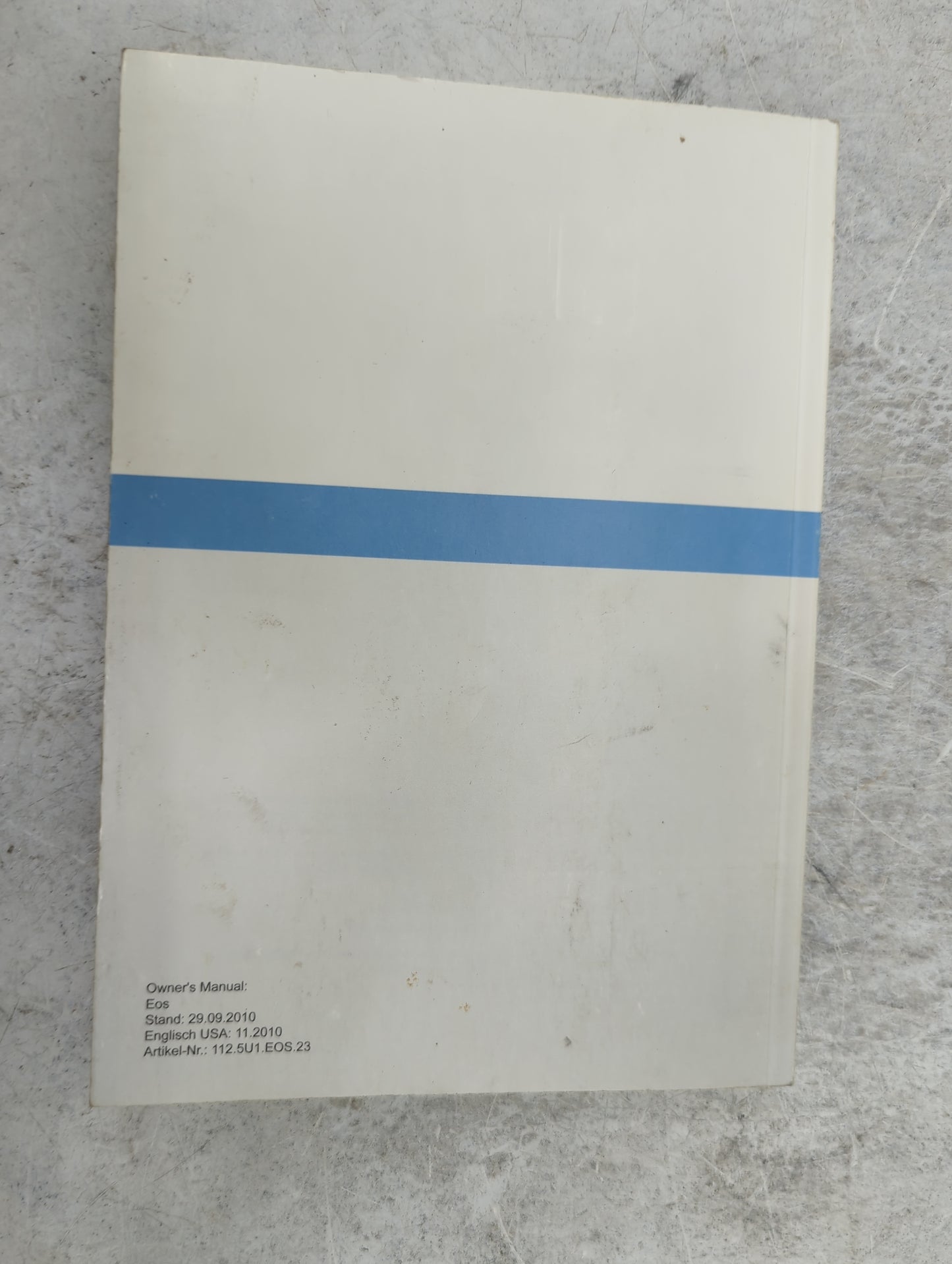 2012 Volkswagen Eos Owners Manual Book Guide P/N:112.5U1.EOS.23 OEM Used Auto Parts - Oemusedautoparts1.com