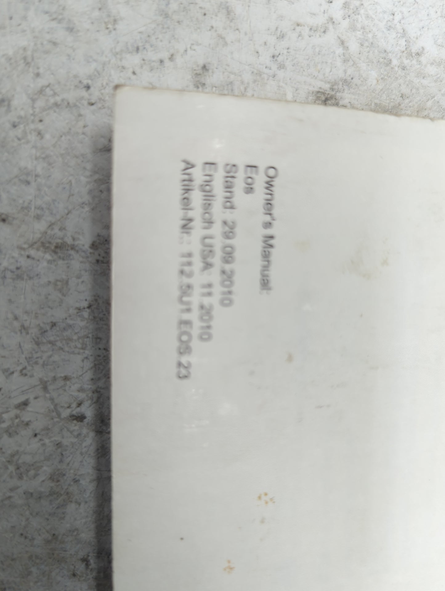 2012 Volkswagen Eos Owners Manual Book Guide P/N:112.5U1.EOS.23 OEM Used Auto Parts - Oemusedautoparts1.com