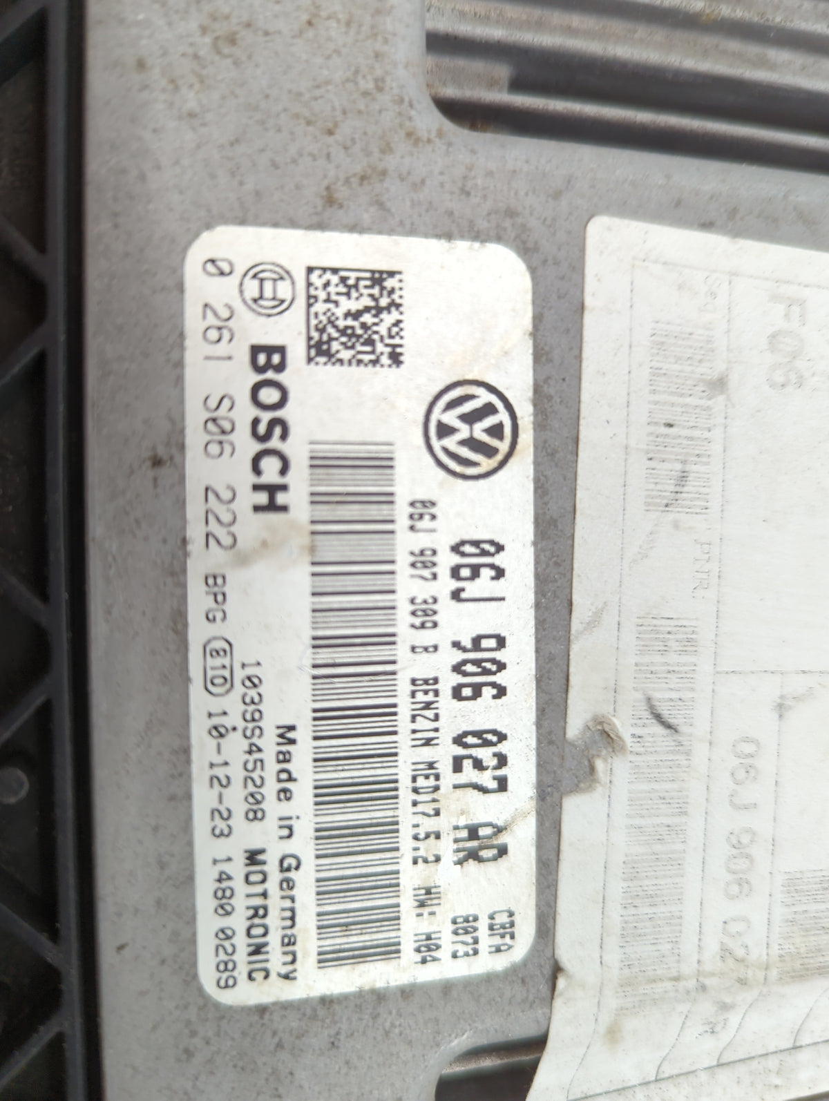 2012 Volkswagen Eos PCM Engine Control Computer ECU ECM PCU OEM P/N:06J906027AR 0261S06222, 1039545208 Fits OEM Used Auto Pa
