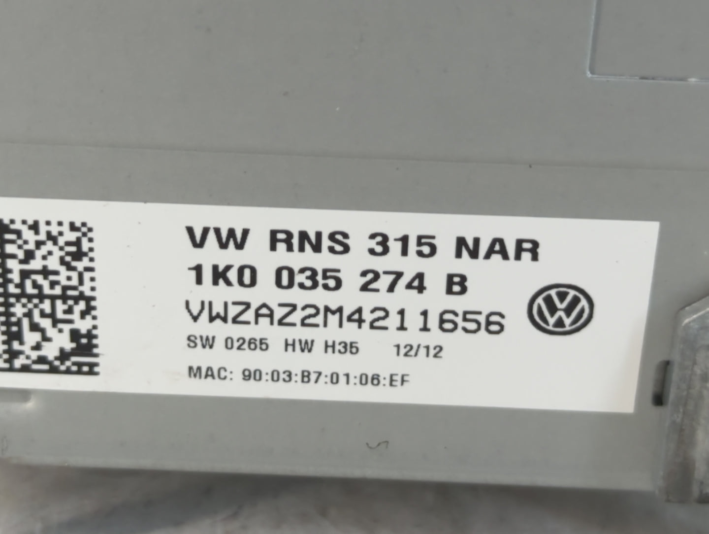 2012 Volkswagen Gli Radio AM FM Cd Player Receiver Replacement P/N:1K0 036 274 B Fits Fits 2013 2014 2015 2016 2017 OEM Used