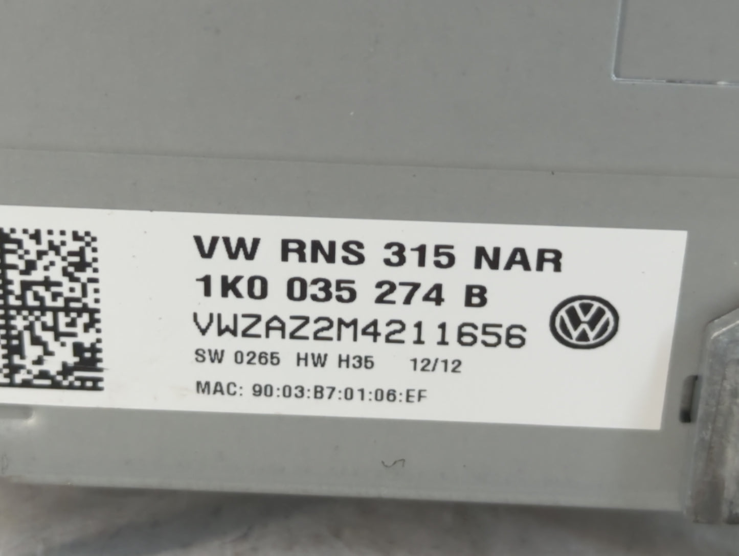 2012 Volkswagen Gli Radio AM FM Cd Player Receiver Replacement P/N:1K0 036 274 B Fits Fits 2013 2014 2015 2016 2017 OEM Used