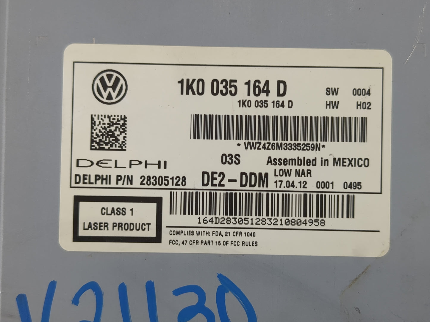 2012-2016 Volkswagen Golf Radio AM FM Cd Player Receiver Replacement P/N:1K0 035 164 D Fits Fits 2012 2013 2014 2015 2016 OE