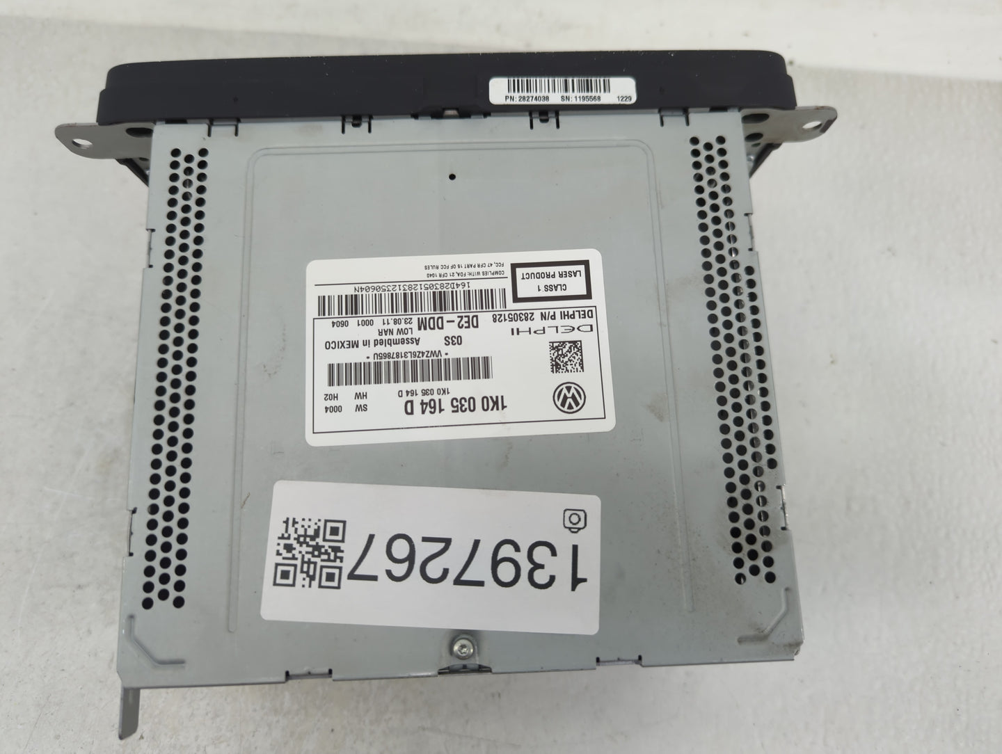 2012 Volkswagen Golf Radio AM FM Cd Player Receiver Replacement P/N:1K0 035 164 D Fits Fits 2011 2013 2014 2015 2016 OEM Use