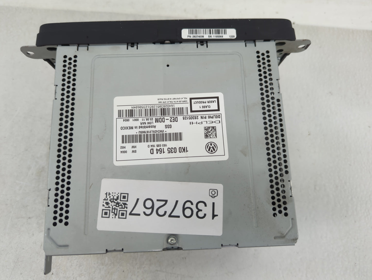 2012 Volkswagen Golf Radio AM FM Cd Player Receiver Replacement P/N:1K0 035 164 D Fits Fits 2011 2013 2014 2015 2016 OEM Use