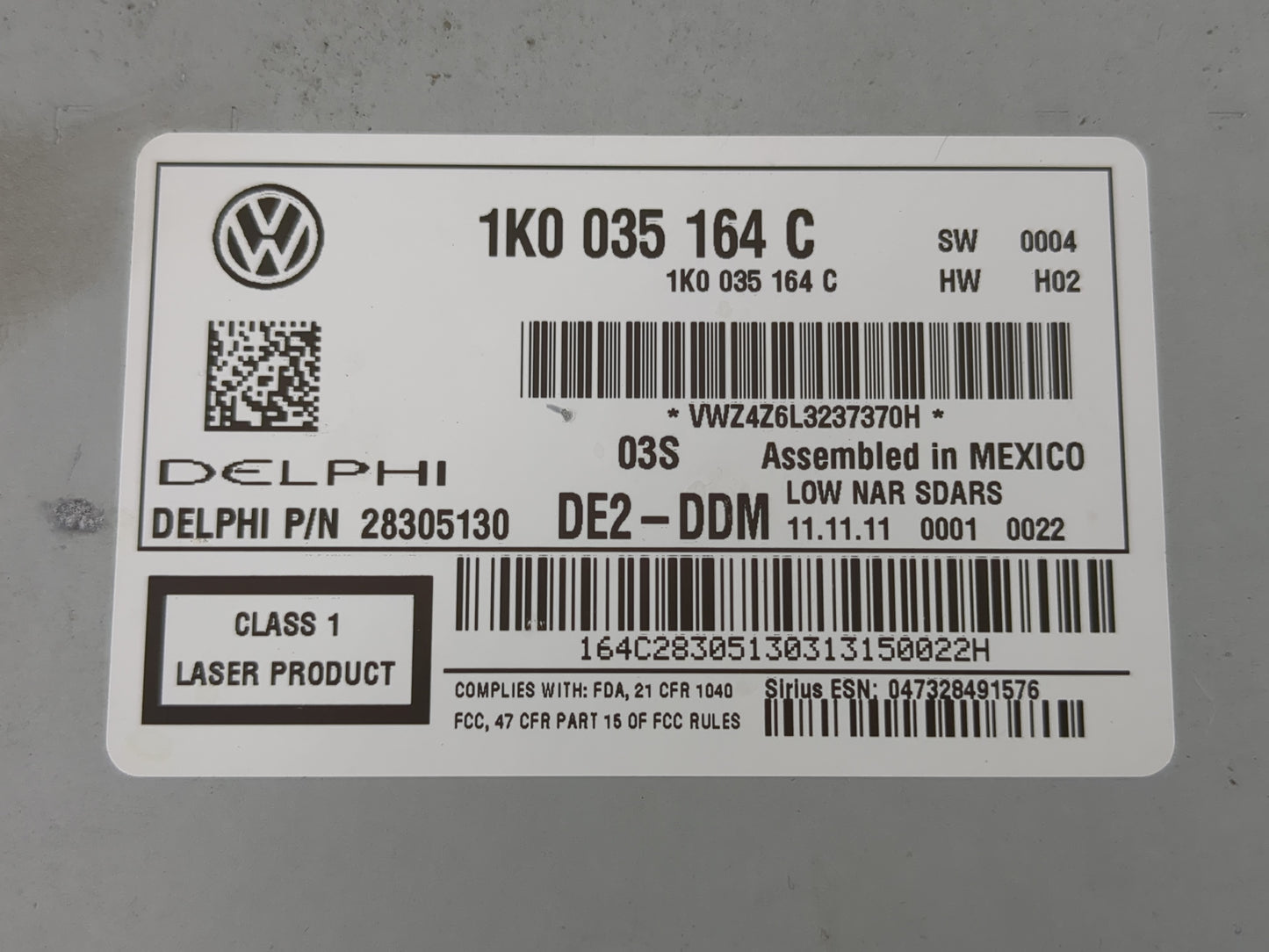 2011-2014 Volkswagen Jetta Radio AM FM Cd Player Receiver Replacement P/N:1K0 035 164 C Fits Fits 2011 2012 2013 2014 2015 2