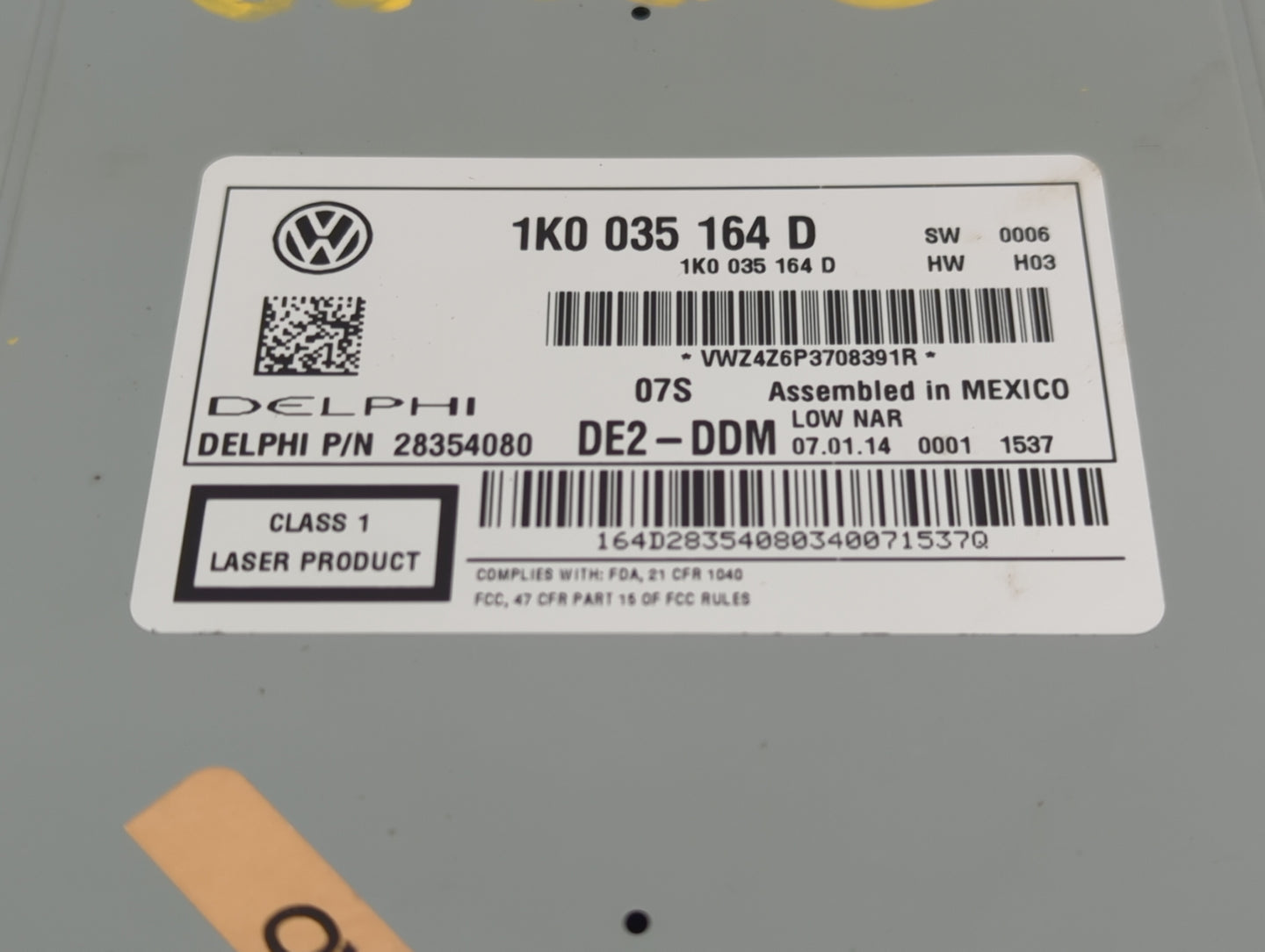 2011-2014 Volkswagen Jetta Radio AM FM Cd Player Receiver Replacement P/N:1K0 035 164 D Fits Fits 2011 2012 2013 2014 2015 2