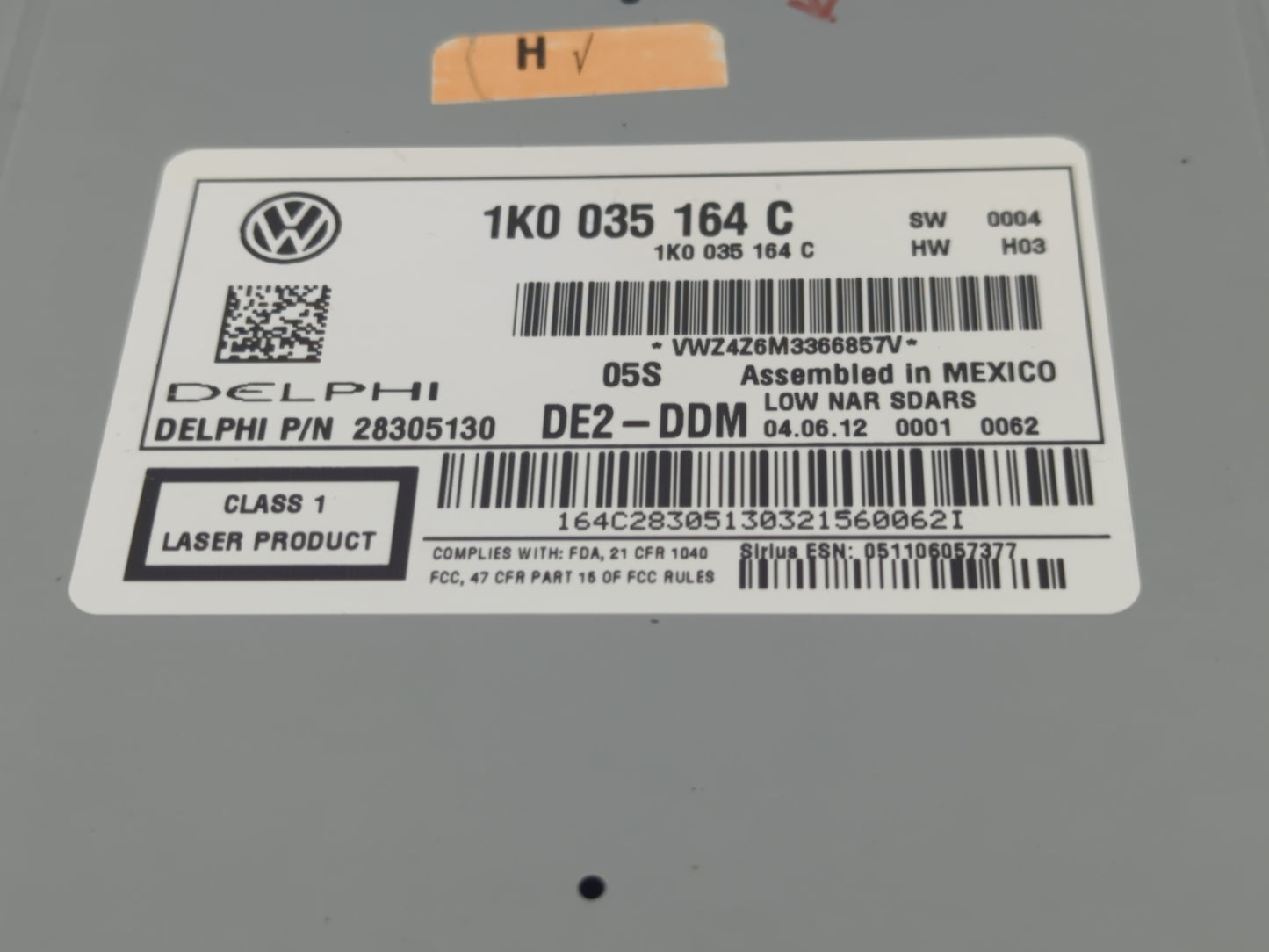 2011-2014 Volkswagen Jetta Radio AM FM Cd Player Receiver Replacement P/N:1K0 035 164 C Fits Fits 2011 2012 2013 2014 2015 2