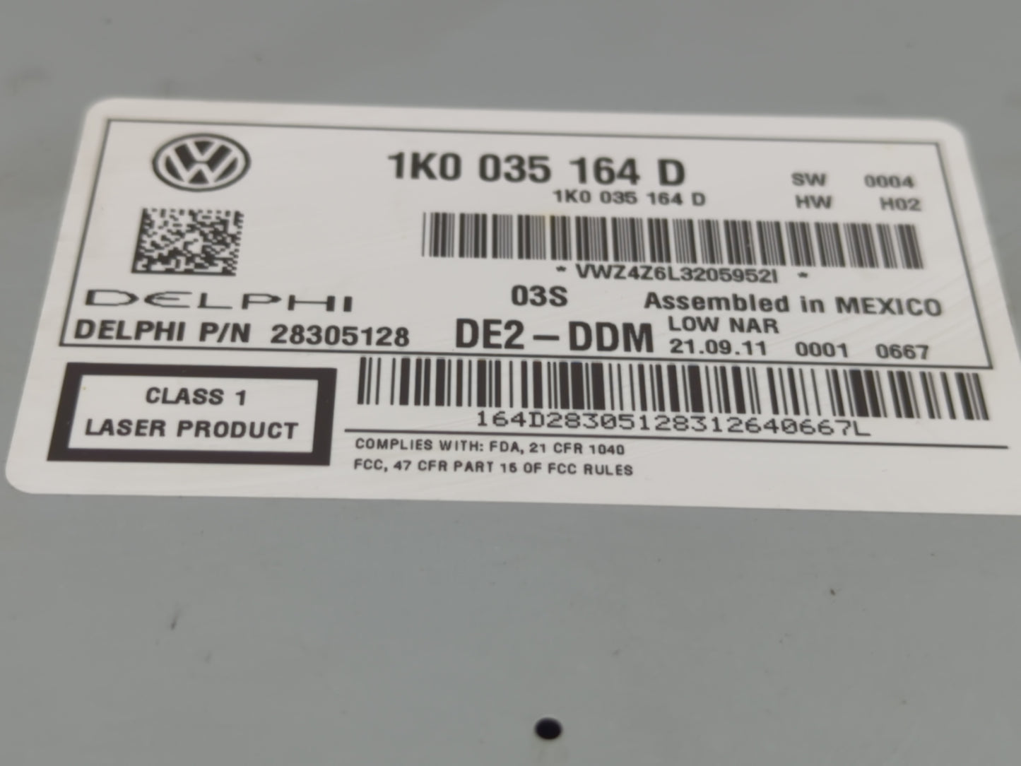 2011-2014 Volkswagen Jetta Radio AM FM Cd Player Receiver Replacement P/N:1K0 035 164 D Fits Fits 2011 2012 2013 2014 2015 2