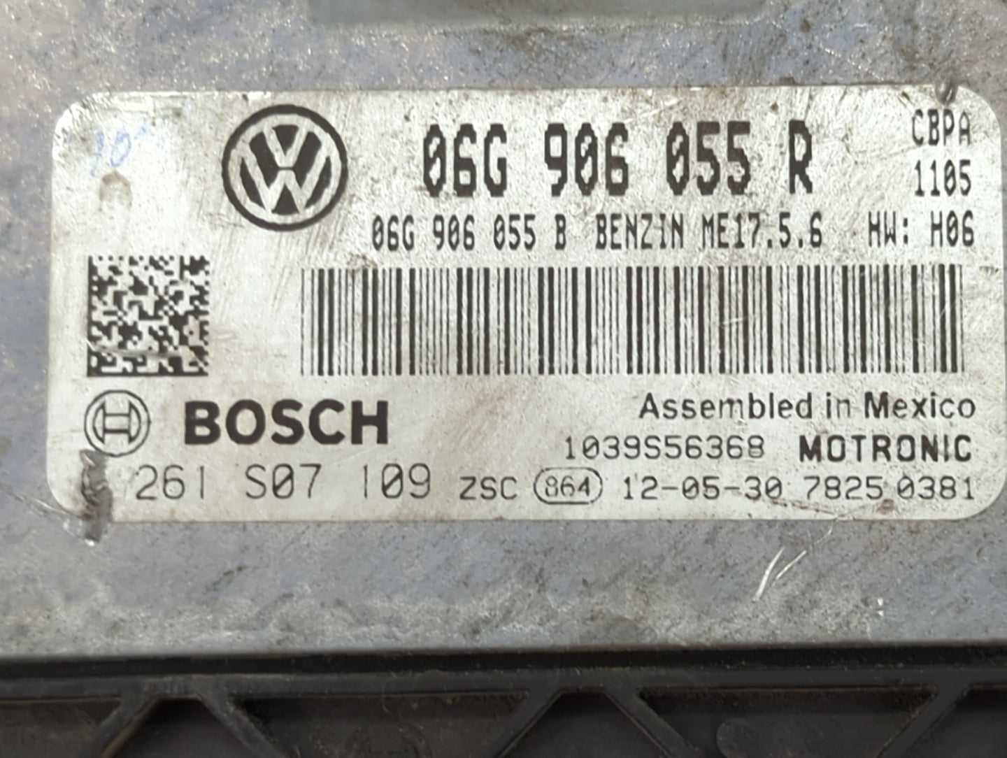 2011-2012 Volkswagen Jetta PCM Engine Control Computer ECU ECM PCU OEM P/N:06G906055R 06G906055B, 261S07109 Fits Fits 2011 2