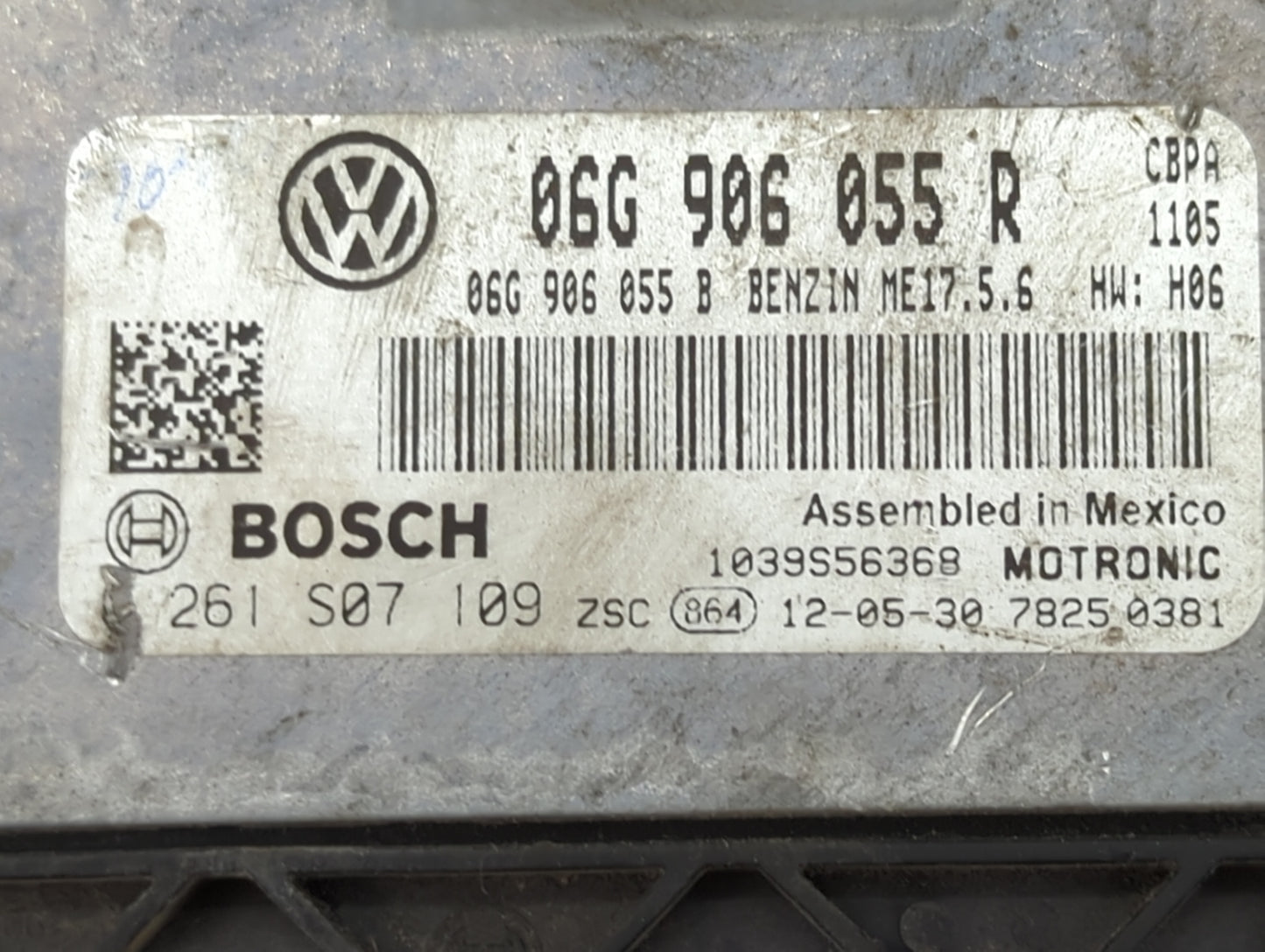 2011-2012 Volkswagen Jetta PCM Engine Control Computer ECU ECM PCU OEM P/N:06G906055R 06G906055B, 261S07109 Fits Fits 2011 2