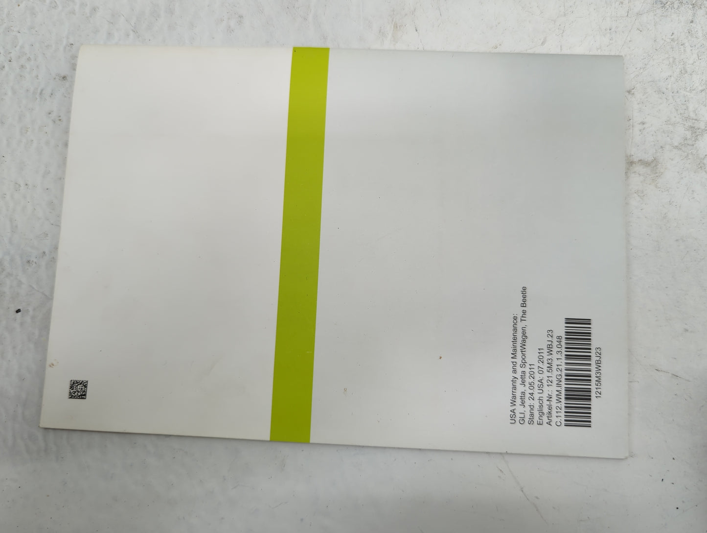 2012 Volkswagen Jetta Owners Manual Book Guide P/N:121.5M3.WBJ.23 1215M3WBJ23, 121.5U6.N31.23, 1KM01203HI OEM Used Auto Part