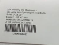 2012 Volkswagen Jetta Owners Manual Book Guide P/N:121.5M3.WBJ.23 1215M3WBJ23, 121.5U6.N31.23, 1KM01203HI OEM Used Auto Part