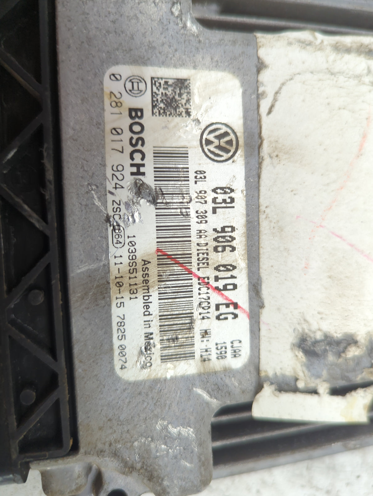 2011-2012 Volkswagen Jetta PCM Engine Control Computer ECU ECM PCU OEM P/N:03L906019EG 0281017924, 03L907309AA Fits 2011 201