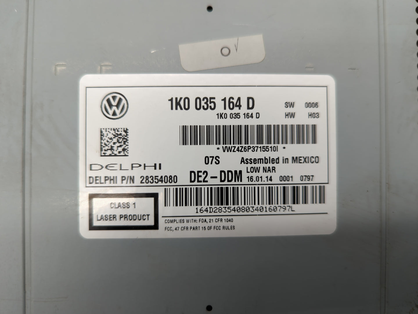 2011-2014 Volkswagen Jetta Radio AM FM Cd Player Receiver Replacement P/N:1K0035164D 1K0 035 164 D Fits OEM Used Auto Parts 