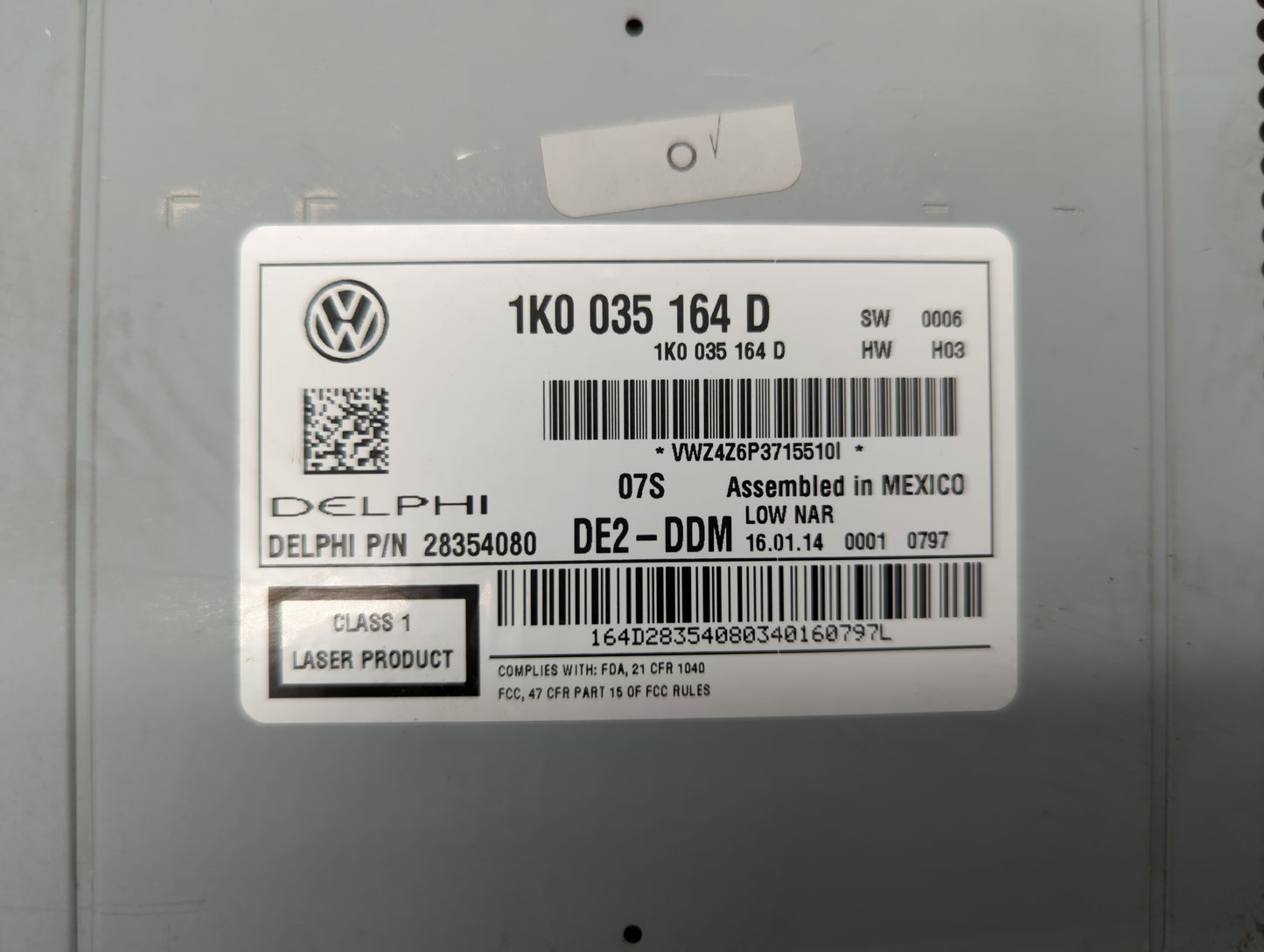 2011-2014 Volkswagen Jetta Radio AM FM Cd Player Receiver Replacement P/N:1K0035164D 1K0 035 164 D Fits OEM Used Auto Parts 
